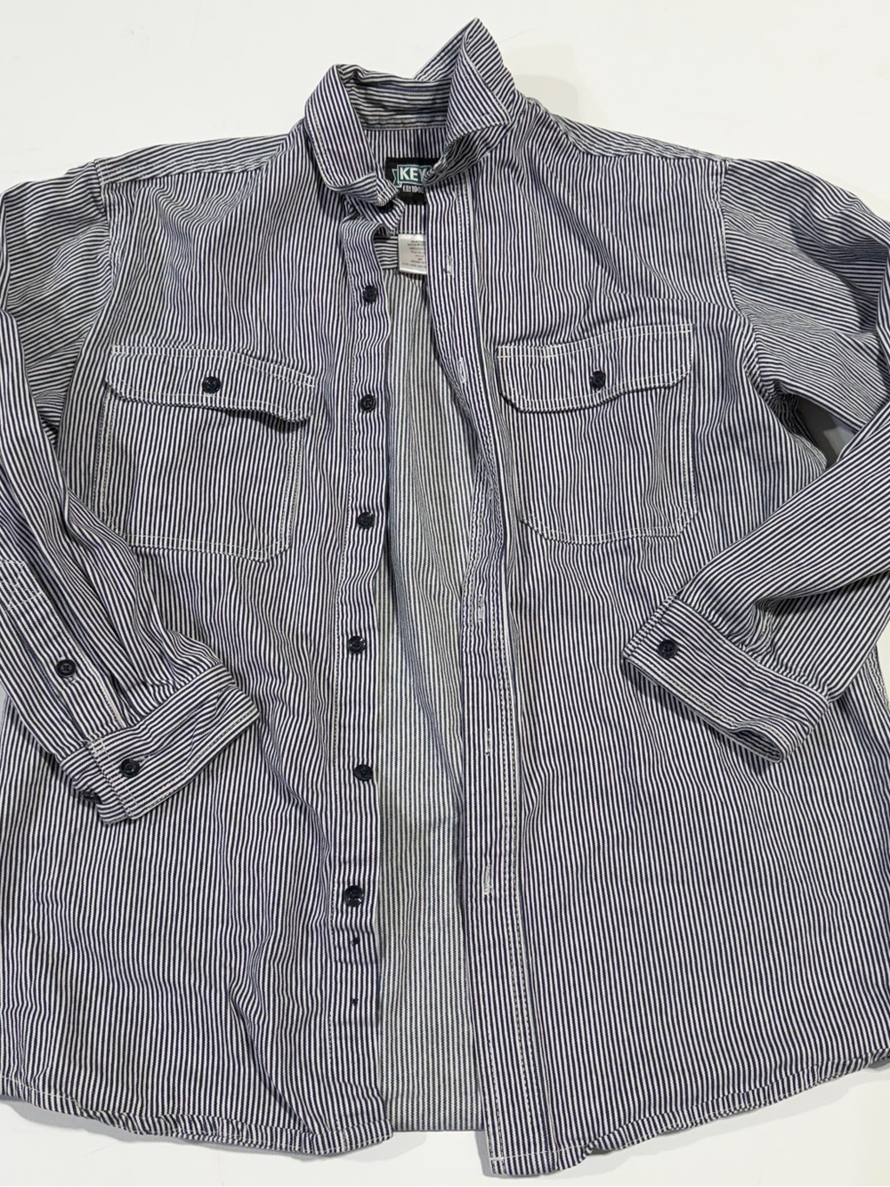 Key Men's Striped Button-Down Shirt - Blue & White